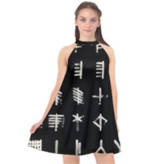 Ogham Rune Set Complete Inverted Halter Neckline Chiffon Dress  by WetdryvacsLair