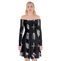 Ogham Rune Set Complete Inverted Off Shoulder Skater Dress by WetdryvacsLair