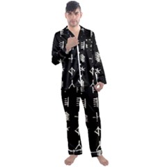 Ogham Rune Set Complete Inverted Men s Long Sleeve Satin Pajamas Set by WetdryvacsLair