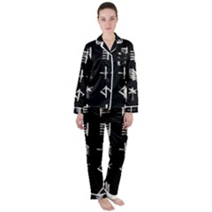 Ogham Rune Set Complete Inverted Satin Long Sleeve Pajamas Set by WetdryvacsLair