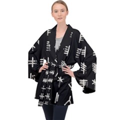 Ogham Rune Set Complete Inverted Long Sleeve Velvet Kimono  by WetdryvacsLair