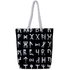 Macromannic Runes Collected Inverted Full Print Rope Handle Tote (small) by WetdryvacsLair