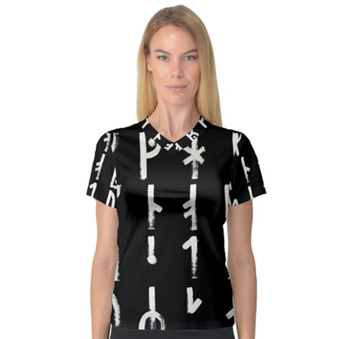 Medieval Runes Collected Inverted Complete V-neck Sport Mesh Tee by WetdryvacsLair