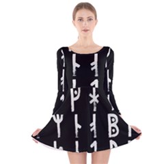 Medieval Runes Collected Inverted Complete Long Sleeve Velvet Skater Dress by WetdryvacsLair