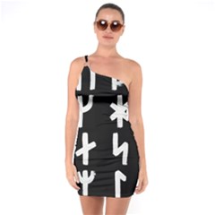 Younger Futhark Rune Set Collected Inverted One Soulder Bodycon Dress by WetdryvacsLair