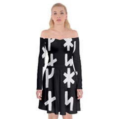 Younger Futhark Rune Set Collected Inverted Off Shoulder Skater Dress by WetdryvacsLair