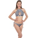 Nine Bar Monochrome Fade Squared Pulled Inverted Cross Front Halter Bikini Set View1