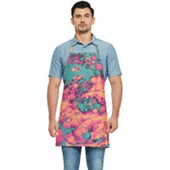 Orange And Turquoise Alcohol Ink  Kitchen Apron by Dazzleway