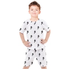 Aviator Helmet Motif Print Pattern Kids  Tee And Shorts Set by dflcprintsclothing