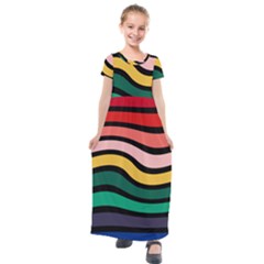 Nine 9 Bar Rainbow Sea Sickness Kids  Short Sleeve Maxi Dress by WetdryvacsLair