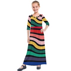 Nine 9 Bar Rainbow Sea Sickness Kids  Quarter Sleeve Maxi Dress by WetdryvacsLair