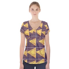 Yellow, Traffic, Cone, Arrow, Cracks, Asphalt  Short Sleeve Front Detail Top by ScottFreeArt