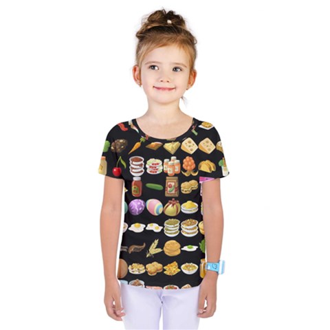 Glitch Glitchen Food Pattern One Kids  One Piece Tee by WetdryvacsLair