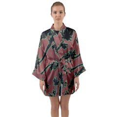 Tropical Style Floral Motif Print Pattern Long Sleeve Satin Kimono by dflcprintsclothing