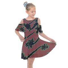 Tropical Style Floral Motif Print Pattern Kids  Shoulder Cutout Chiffon Dress by dflcprintsclothing