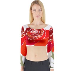 Red Rose  Long Sleeve Crop Top by grafikamaria