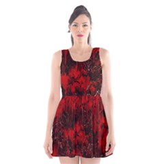 Red Abstract Scoop Neck Skater Dress by Dazzleway