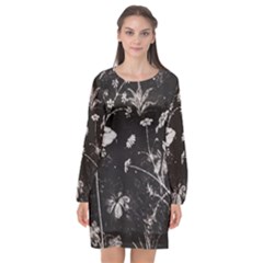 Dark Floral Artwork Long Sleeve Chiffon Shift Dress  by dflcprintsclothing