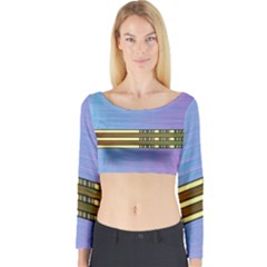 Glitched Vaporwave Hack The Planet Long Sleeve Crop Top by WetdryvacsLair