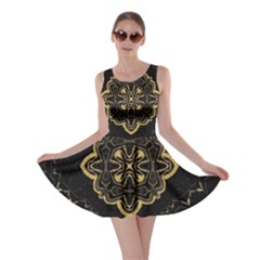 Ornate Black And Gold Skater Dress by Dazzleway