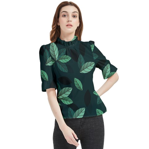 Foliage Frill Neck Blouse by HermanTelo