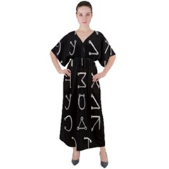 Heinrich Cornelius Agrippa Of Occult Philosophy 1651 Angelic Alphabet Or Celestial Writing Collected Inverted V-neck Boho Style Maxi Dress by WetdryvacsLair