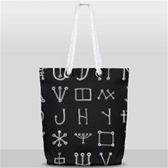 Heinrich Cornelius Agrippa Of Occult Philosophy 1651 Malachim Alphabet Collected Inverted Square Full Print Rope Handle Tote (small) by WetdryvacsLair