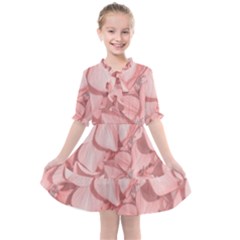 Coral Colored Hortensias Floral Photo Kids  All Frills Chiffon Dress by dflcprintsclothing