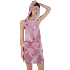 Coral Colored Hortensias Floral Photo Racer Back Hoodie Dress by dflcprintsclothing