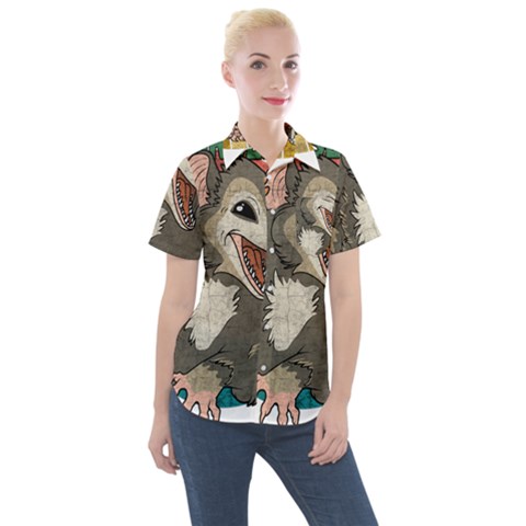 Possum - Be Urself Women s Short Sleeve Pocket Shirt by Valentinaart