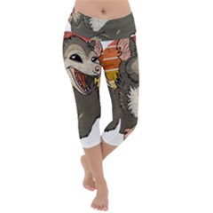 Possum  Lightweight Velour Capri Yoga Leggings by Valentinaart