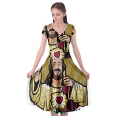 Buddy Christ Cap Sleeve Wrap Front Dress by Valentinaart