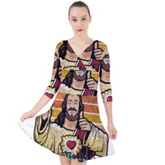 Got Christ? Quarter Sleeve Front Wrap Dress by Valentinaart