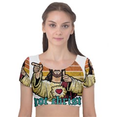 Got Christ? Velvet Short Sleeve Crop Top  by Valentinaart