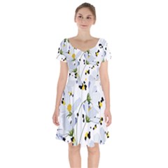 Tree Poppies  Short Sleeve Bardot Dress by Sobalvarro