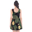 Tropical vintage yellow hibiscus floral green leaves seamless pattern black background. Scoop Neck Skater Dress View2