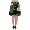 Tropical vintage yellow hibiscus floral green leaves seamless pattern black background. Chiffon Wrap Front Skirt View2