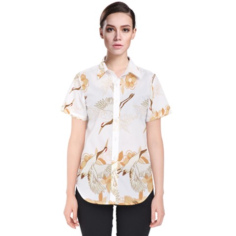 Birds And Flowers  Women s Short Sleeve Shirt by Sobalvarro