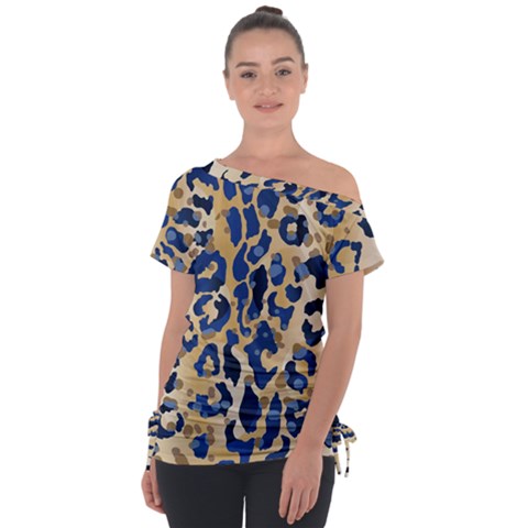 Leopard Skin  Off Shoulder Tie-up Tee by Sobalvarro