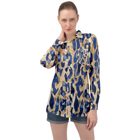 Leopard Skin  Long Sleeve Satin Shirt by Sobalvarro