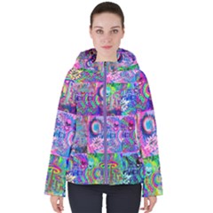 Mushrooms  Women s Hooded Puffer Jacket by DayDreamersBoutique