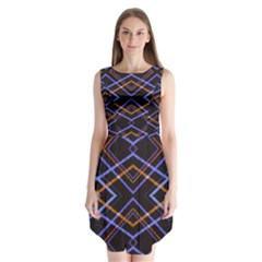 Intersecting Diamonds Motif Print Pattern Sleeveless Chiffon Dress   by dflcprintsclothing