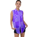 Purple Gingham Check Squares Pattern Sleeveless Chiffon Button Shirt View1