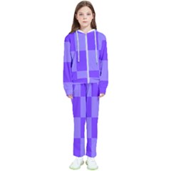 Purple Gingham Check Squares Pattern Kids  Tracksuit by yoursparklingshop