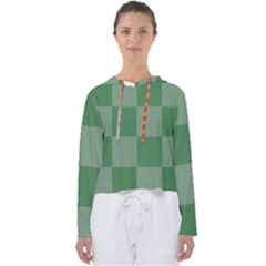 Green Gingham Check Squares Pattern Women s Slouchy Sweat by yoursparklingshop