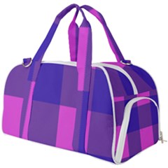 Blue And Pink Buffalo Plaid Check Squares Pattern Burner Gym Duffel Bag by yoursparklingshop