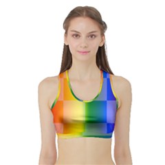 Lgbt Rainbow Buffalo Check Lgbtq Pride Squares Pattern Sports Bra With Border by yoursparklingshop