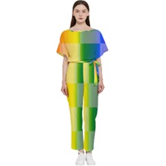 Lgbt Rainbow Buffalo Check Lgbtq Pride Squares Pattern Batwing Lightweight Jumpsuit by yoursparklingshop