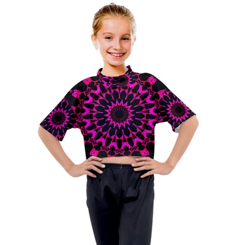 Digital Handdraw Floral Kids Mock Neck Tee by Sparkle