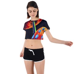 Mushroom Painting  Tie Back Short Sleeve Crop Tee by AstralArtistV